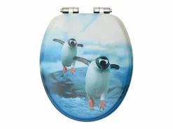 Juego de dos asientos de inodoro con tapa de cierre suave diseño de pingüino en MDF 02_0002983^Helloshop26 Online