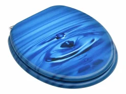 Helloshop26 Tapa De Inodoro|Juego de dos asientos de inodoro con tapa de cierre suave MDF con diseño de gotas de agua 02_0002974