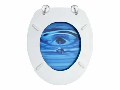 Helloshop26 Tapa De Inodoro|Juego de dos asientos de inodoro con tapa de cierre suave MDF con diseño de gotas de agua 02_0002974
