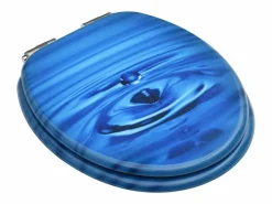 Juego de dos asientos de inodoro con tapa de cierre suave MDF diseño de gotas de agua 02_0002980^Helloshop26 Sale