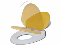 Helloshop26 Juego de dos asientos y tapas de inodoro plástico y amarillo 02_0002959 Blanco Clearance