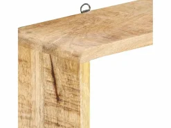 Juego de estantes cubo de pared 3 piezas madera maciza de mango ES861432 Marru00f3n Sale