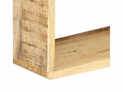 Juego de estantes cubo de pared 3 piezas madera maciza de mango ES861432 Marru00f3n Sale