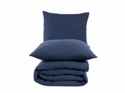 Blanc avenue Juego de funda de edredón + 2 fundas de almohada de gasa de algodón- marino Azul New