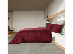 Ropa De Cama|Juego De Sábanas|Juego de funda nórdica microfibra ligera burdeos 200x200 cm ES971218