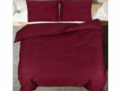 Ropa De Cama|Juego De Sábanas|Juego de funda nórdica microfibra ligera burdeos 200x200 cm ES971218