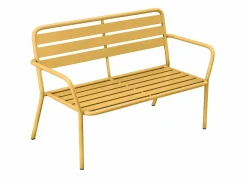 Juego de jardín en metal: un banco, 2 sillones bajos y una mesa de centro - Amarillo - MIRMANDE de^MYLIA New