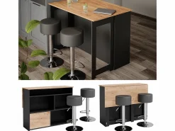Juego de mesa de bar oro power roble/antracita 116x37x90.5 dominic^Vicco Outlet