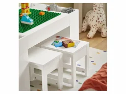 Juego de Mesa Infantil y 2 Sillas de Madera Organizador de Juguetes Multifuncional con 8 Cestas y 1 Compartimiento 87 x 50 x 50 cm KMB75-W ES^Sobuy Discount