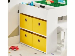 Juego de Mesa Infantil y 2 Sillas de Madera Organizador de Juguetes Multifuncional con 8 Cestas y 1 Compartimiento 87 x 50 x 50 cm KMB75-W ES^Sobuy Discount