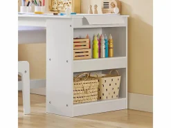 Juego de Mesa y Silla Infantil de Madera Escritorio Infantil con 3 Portalápices KMB60-W ES^Sobuy Best