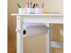 Juego de Mesa y Silla Infantil de Madera Escritorio Infantil con 3 Portalápices KMB60-W ES^Sobuy Best