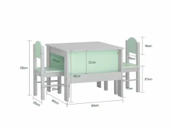 Sobuy Escritorio Tradicional|Juego de Mesa y Silla Infantil de Madera Escritorio Infantil con 2 sillas Muebles Infantiles para Niños Verde y Gris KMB88-HG ES