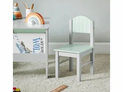 Sobuy Escritorio Tradicional|Juego de Mesa y Silla Infantil de Madera Escritorio Infantil con 2 sillas Muebles Infantiles para Niños Verde y Gris KMB88-HG ES