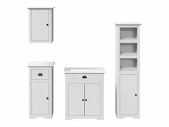 vidaxl Estantería Sobre Inodoro|Juego de muebles de baño BODO 4 pzas madera maciza pino