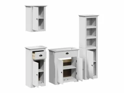 vidaxl Estantería Sobre Inodoro|Juego de muebles de baño BODO 4 pzas madera maciza pino
