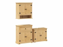 vidaxl Estantería Sobre Inodoro|Juego de muebles de baño Corona 3 pzas madera maciza pino