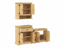 vidaxl Estantería Sobre Inodoro|Juego de muebles de baño Corona 3 pzas madera maciza pino
