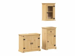 vidaxl Estantería Sobre Inodoro|Juego de muebles de baño Corona 3 pzas madera maciza pino
