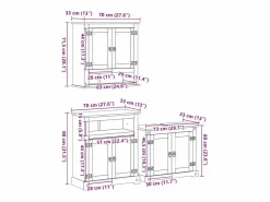 Juego de muebles de baño Corona 3 pzas madera maciza pino^vidaxl Outlet