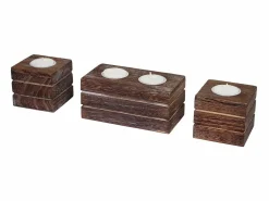 MCW Juego de portavelas de té Tolve (3 piezas), marrón Marru00f3n Sale