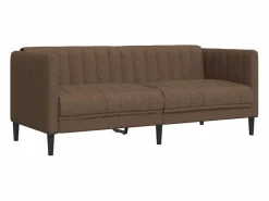Clicnbuy Juego de sofás 2 piezas tela marrón Marru00f3n Hot
