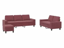 Clicnbuy Conjunto Sofás|Juego de sofás 3 piezas tela tinto