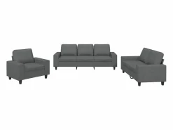 vidaxl Juego de sofás 3 piezas tela oscuro Gris New