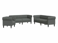 Juego de sofás 3 piezas tela oscuro^Clicnbuy