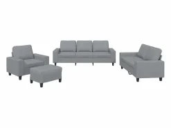 Clicnbuy Conjunto Sofás|Juego de sofás 4 piezas tela claro