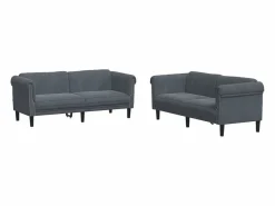 Clicnbuy Conjunto Sofás|Juego de sofás 2 piezas terciopelo oscuro