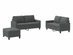Clicnbuy Juego de sofás con cojines 3 piezas tela oscuro Gris Discount