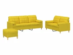 Clicnbuy Juego de sofás con cojines 3 piezas tela claro Amarillo Online