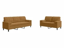 vidaxl Conjunto Sofá Y Sillón|Juego de sofás con cojines 2 piezas terciopelo marrón
