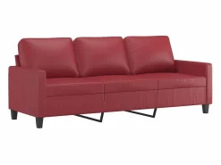 Juego de sofás con cojines 3 piezas cuero sintético tinto^Clicnbuy New