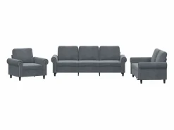 vidaxl Juego de sofás con cojines 3 piezas terciopelo oscuro Gris Discount