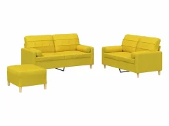 Clicnbuy Conjunto Sofás|Juego de sofás con cojines 3 piezas tela claro