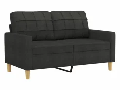 vidaxl Juego de sofás con cojines 3 piezas tela Negro Discount