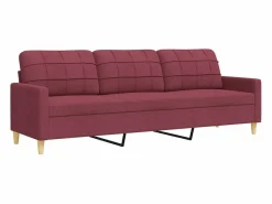 vidaxl Conjunto Sofá Y Sillón|Juego de sofás con cojines 3 piezas tela tinto