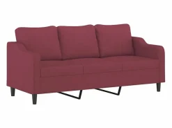 vidaxl Juego de sofás con cojines 3 piezas tela tinto Rojo Online