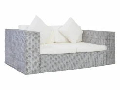 vidaxl Juego de sofás con cojines 2 piezas ratán natural Gris Best