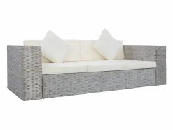 vidaxl Juego de sofás con cojines 2 piezas ratán natural Gris Best