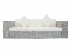 vidaxl Juego de sofás con cojines 2 piezas ratán natural Gris Best
