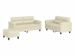 Clicnbuy Conjunto Sofás|Juego de sofás con cojines 3 piezas cuero sintético