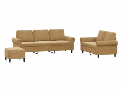 Clicnbuy Juego de sofás con cojines 3 piezas terciopelo marrón Marru00f3n New