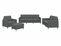 vidaxl Conjunto Sofá Y Sillón|Juego de sofás con cojines 4 piezas tela oscuro