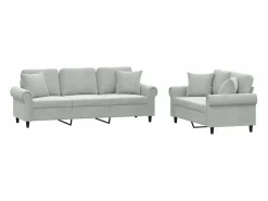 vidaxl Conjunto Sofá Y Sillón|Juego de sofás con cojines 2 piezas terciopelo claro