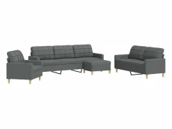 Juego de sofás con reposapiés 4 piezas tela oscuro^Clicnbuy Sale