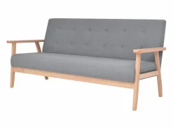 Clicnbuy Juego de sofás de tela claro 2 piezas Gris Best