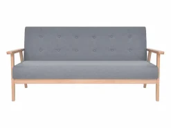 Clicnbuy Juego de sofás de tela claro 2 piezas Gris Best
